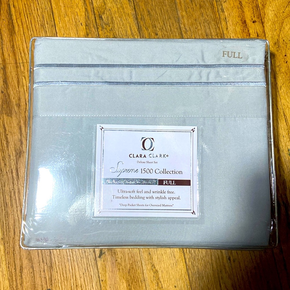 Clara Clark 1500 Series FULL Bed Sheet Set Color Silver